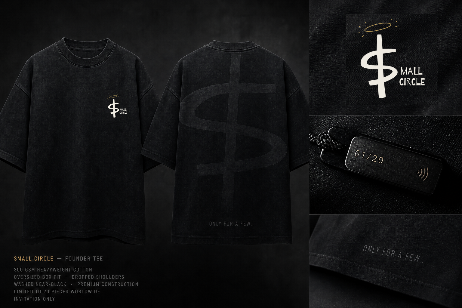 Small Circle Drop 001 logo tee, front and back
